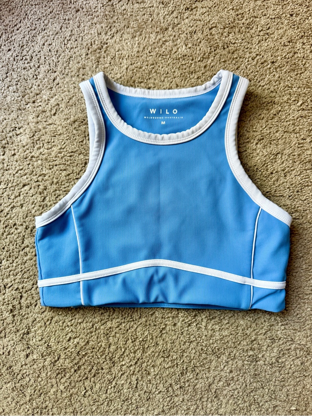 Wilo Sky Blue Contrast-Trim Crop Top - Picture 2 of 6